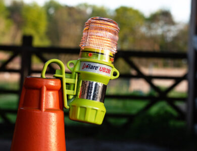 UB280 LED Safety Beacon in use - cone clip